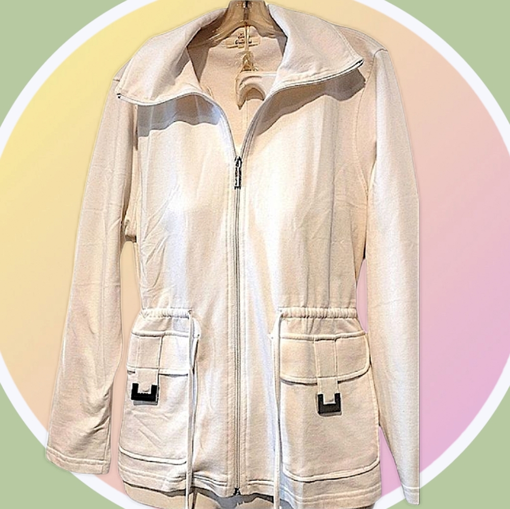 Sz XL Jacket with 2 Silver Tone Metal Accent Functional Front Pockets - Picture 2 of 16